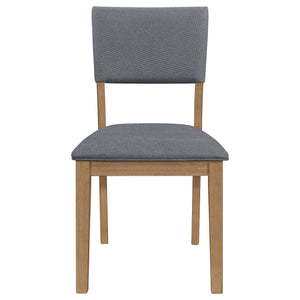 English Elm Topeka Blush Blue Fabric Upholstered Dining Side Chair Set of 2 – Farmhouse Brown Wood Frame, Padded Comfort B062P375532