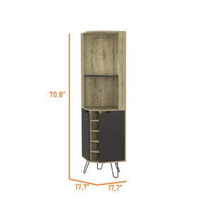 English Elm Grace Corner Bar Cabinet with Wine Rack Stemware Hanging and Concealed Shelving Storage B128S00212