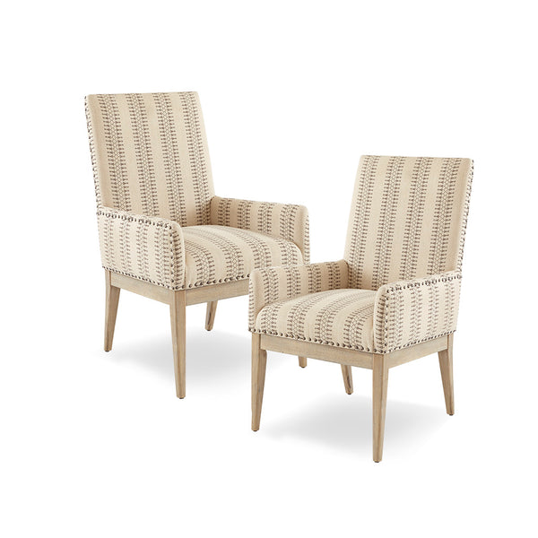 JLA Home Madison Park - High Back farmhouse dining armchairs (Set of 2) — high-back comfort, neutral upholstery, nailhead trim, wheat wood finish MP108-0766