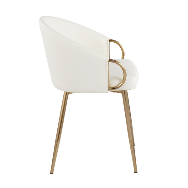 English Elm Chair with Silver Metal Frame and Padded Faux Leather Seat for Modern Dining Spaces White B202P471299