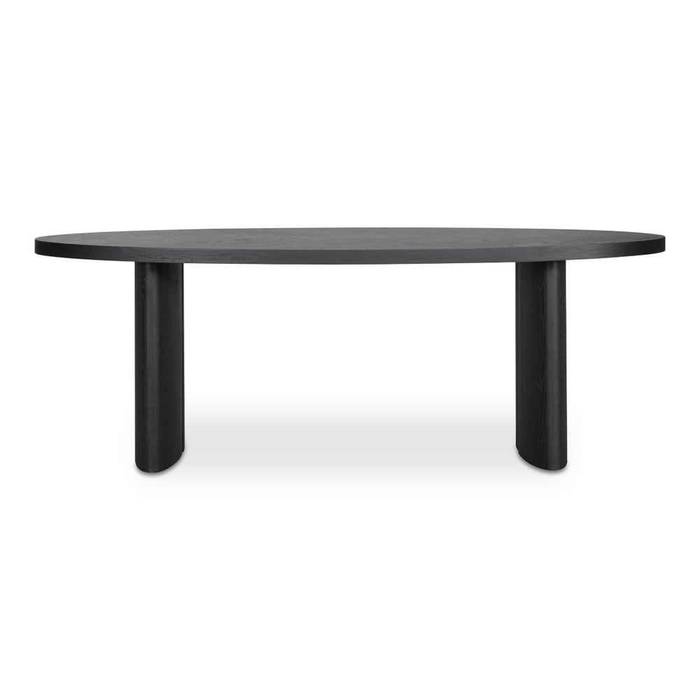 English Elm William Herringbone Oak Veneer Dining Table Seats Six Contemporary Black Finish B2769S00015