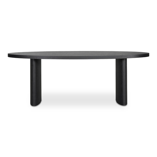 English Elm William Herringbone Oak Veneer Dining Table Seats Six Contemporary Black Finish B2769S00015