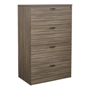 OSP Home Furnishings Napa Four Drawer Lateral File Cabinet with Locking System for Executive Office Use NAP-109-URB