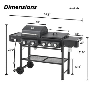 English Elm All-in-one Propane Grill Griddle Combo 745 Sq in 56000 Btu Backyard Cooker W1820P361752