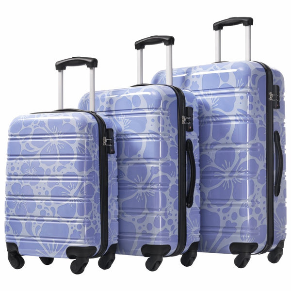 English Elm Hardshell Polycarbonate Luggage Set Three Piece Tsa Lock Spinner Travel Suitcases Blue N732P306618C