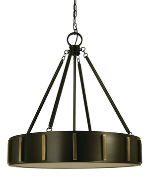 Framburg 4-light Stunning Pantheon Pendant With Opalescent Glass Diffuser | Handcrafted American Elegance Mahogany Bronze With Antique Brass Metal 4594 Mb/Ab