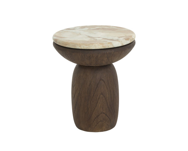 Sunpan ORULA End Table - Elegant Marble-Look Top with Warm Oak Base - Perfect Accent for Any Room 112808