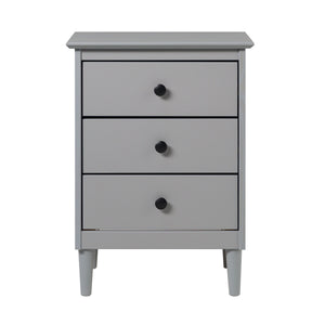 English Elm Walker Edison - Classic Solid Wood 3-Drawer Nightstand Grey – Solid Pine, Modern Black Pulls, Ample Closed Storage B185P168928