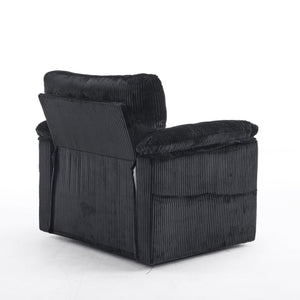 English Elm 33 Inch Oversized Swivel Corduroy Lounge Chair with Plush Chenille Cushioning and Support Springs Black W1829P265018
