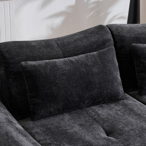 English Elm Modular Cloud Sectional Sofa Bed with Flannelette Upholstery for Flexible Living Black W1829S00074