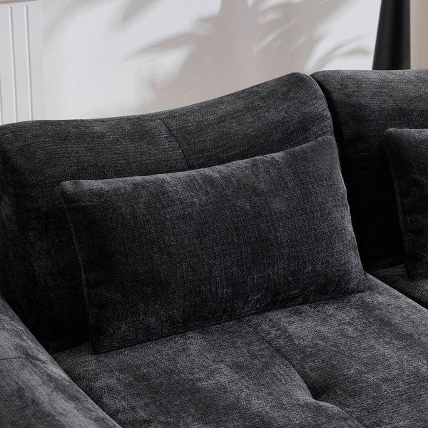English Elm Modular Cloud Sectional Sofa Bed with Flannelette Upholstery for Flexible Living Black W1829S00074