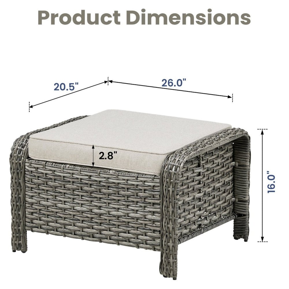 English Elm Outdoor Pe Wicker Patio Ottoman Set of 2 with Beige Cushions for Deck or Yard T3773P418584