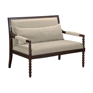JLA Home Martha Stewart - Loveseat Philippe from Lily Pond Collection — Solid Rubberwood Frame, Luxurious Upholstery, Turned-Wood Elegance MT106-1205