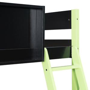 English Elm Full Size Gaming Loft Bed with Led Lighting Desk Drawers and Display Shelving Green LT000263AAF