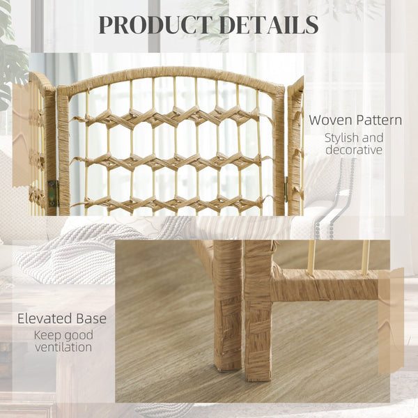English Elm Homcom Eight Panel Woven Bamboo Room Divider Arched Freestanding Privacy Partition W2225P485585