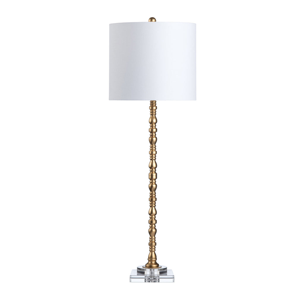 Crestview Collection Contemporary Buffet Lamp - 37" Elegant Gold Leaf Design With Crystal Base & Soft Linen Shade   Cvaer2000