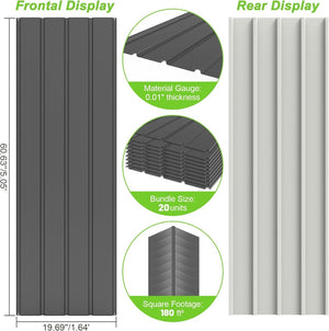 English Elm 20pcs Corrugated Galvanized Steel Roofing Panels Weatherproof Kit for Sheds Pergolas W1859P471100