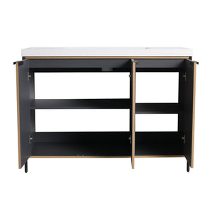 English Elm 48" Freestanding Bathroom Vanity with Thick Resin Sink, Soft-Close Doors, Adjustable Shelves, Durable Finish Light Coffee W999S00297