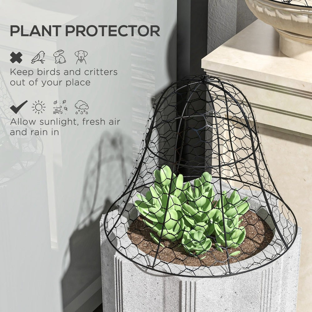 English Elm Outsunny Stackable Garden Crop Cages - 6 Pack Metal Cloche Protectors For Plants, 16" X 13" W2225P174485-GIGA