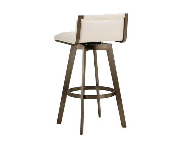 Sunpan Arizona Swivel Barstool - Stylish Art Deco Design with Antique Brass Finish and 360-Degree Comfort Castillo Cream