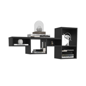 English Elm WALLSHE 7-Tier 47" Wide Modular Cube Wall Shelf with 100 lb Capacity — Stylish Space-Saving Storage Black 36.61 L x 11.02 W x 4.33 H B070P242497