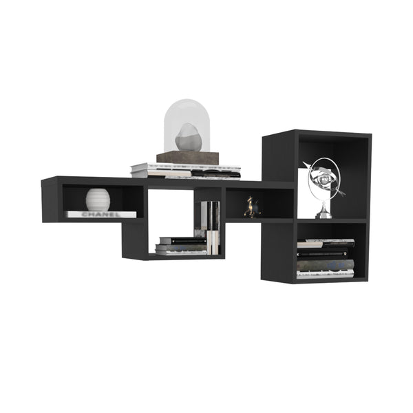 English Elm WALLSHE 7-Tier 47" Wide Modular Cube Wall Shelf with 100 lb Capacity — Stylish Space-Saving Storage Black 36.61 L x 11.02 W x 4.33 H B070P242497