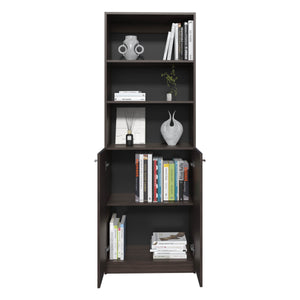 English Elm Home 2 Door Bookcase Kronos Walnut Finish with Two Open Shelves and Concealed Cabinet Storage, Versatile Organizer B070P337151