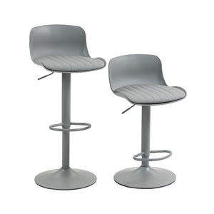 English Elm Bar Stools Set of 2 Adjustable Swivel Pu Leather Kitchen Island Seating with Back Gray W676P358681