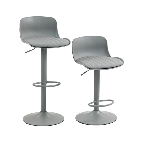English Elm Bar Stools Set of 2 Adjustable Swivel Pu Leather Kitchen Island Seating with Back Gray W676P358681