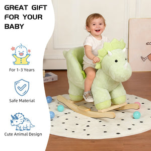English Elm Kids Plush Dinosaur Rocking Toy with Safety Belt Lullaby Sounds and Hand Puppets W3723P374145