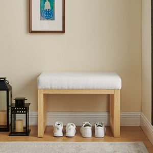 English Elm Shoe-changing Bench Solid Wood Frame Loop Yarn Cushion Compact Entryway Seat Beige W487P384368