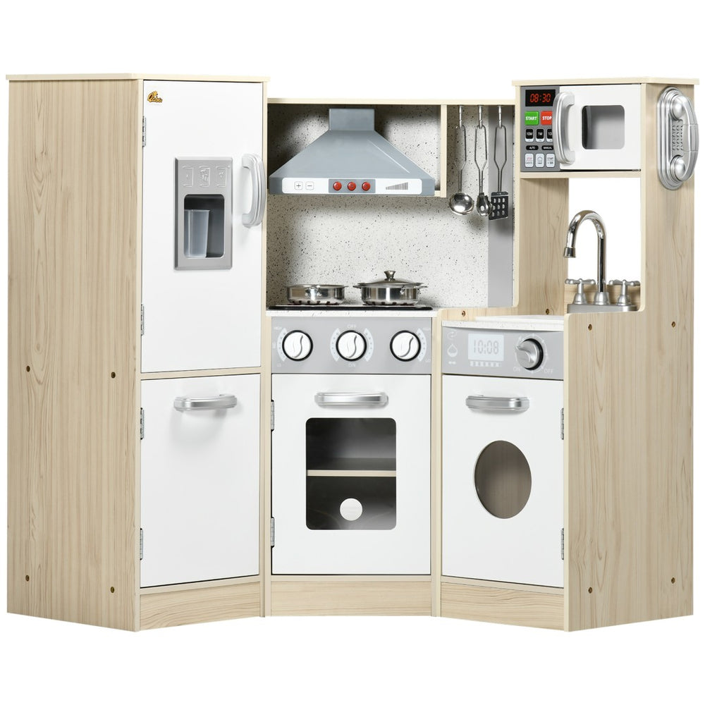 English Elm Qaba Wooden Corner Play Kitchen with Sound Effects Ice Maker and Full Appliance Suite W2225P217657