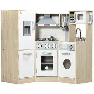 English Elm Qaba Wooden Corner Play Kitchen with Sound Effects Ice Maker and Full Appliance Suite W2225P217657