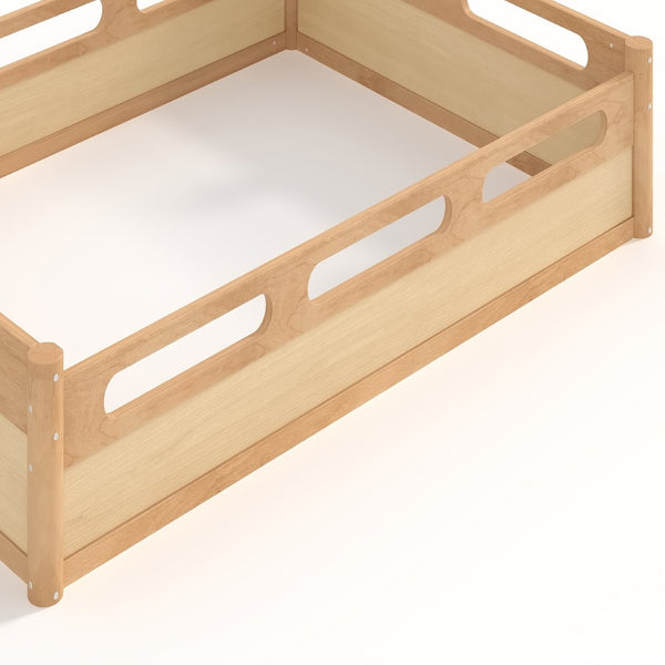 English Elm Twin Low Profile Floor Bed with Guardrails Pine Wood Frame Minimalist Bedroom Natural W1580P438793