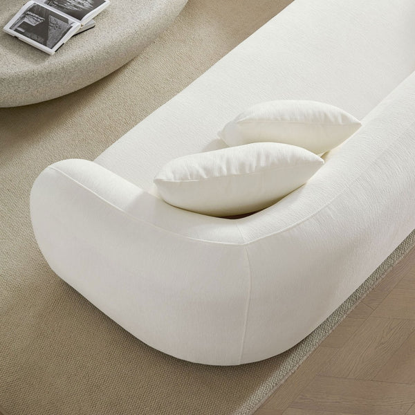 English Elm 125.2 Inch Curved Modular Sectional Sofa White Polyester Upholstered Living Room Couch W2582S00193