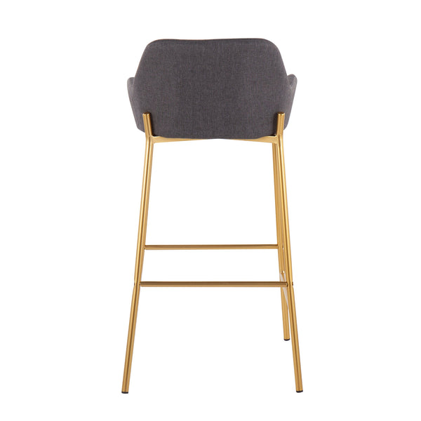 English Elm Daniella Glam Bar Stools Set Of 2 In Gold Metal & Charcoal Fabric For Modern Home Decor Bliss B202S00526