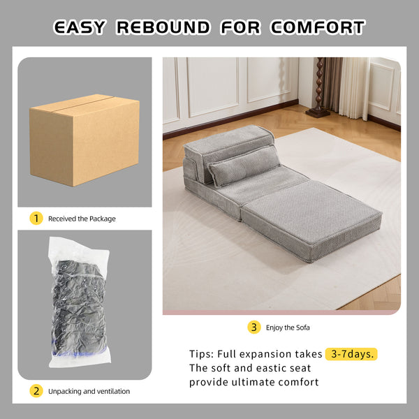 English Elm Compression Modular Floor Sofa Bed - Versatile, No Assembly Required, Cozy Fleece With Memory Foam Comfort W3723P377154