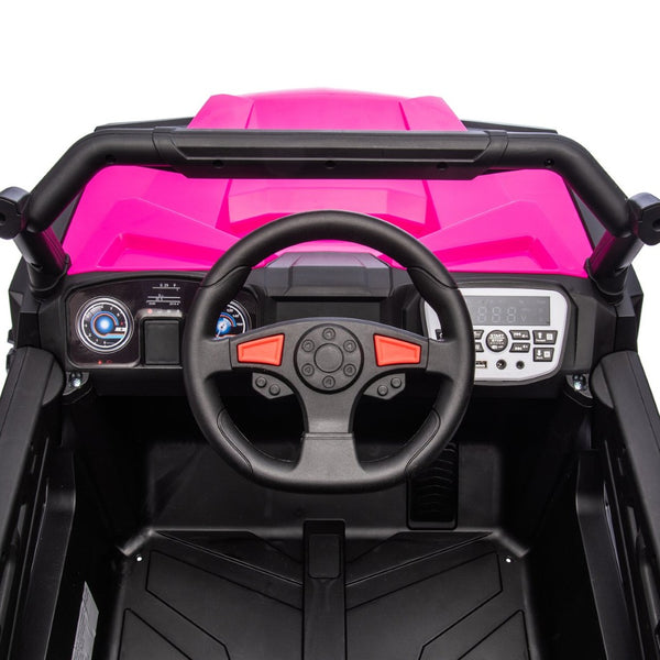 English Elm 24v 400w Kids Electric Utv Ride on with Remote Bluetooth Led Suspension Cockpit Pink W1578P284294