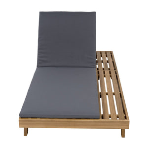 English Elm Lounge Chaise Outdoor Acacia Wood Slatted Frame with Water Resistant Cushion Resort Style Dark Gray,Light Brown N770P442L18G