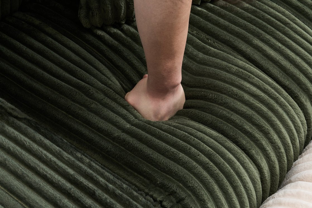 English Elm 114-Inch Oversized Corduroy Three-Seater Sofa With Movable Footstool - Luxurious Recliner Set W2795S00027