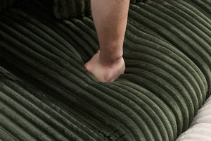 English Elm 114-Inch Oversized Corduroy Three-Seater Sofa With Movable Footstool - Luxurious Recliner Set W2795S00027