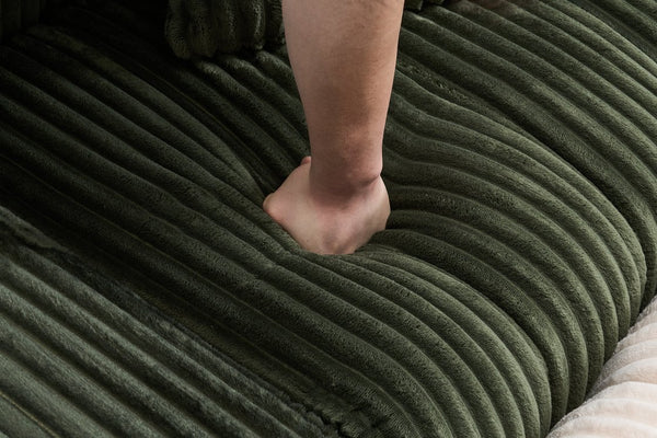 English Elm 114-Inch Oversized Corduroy Three-Seater Sofa With Movable Footstool - Luxurious Recliner Set W2795S00027