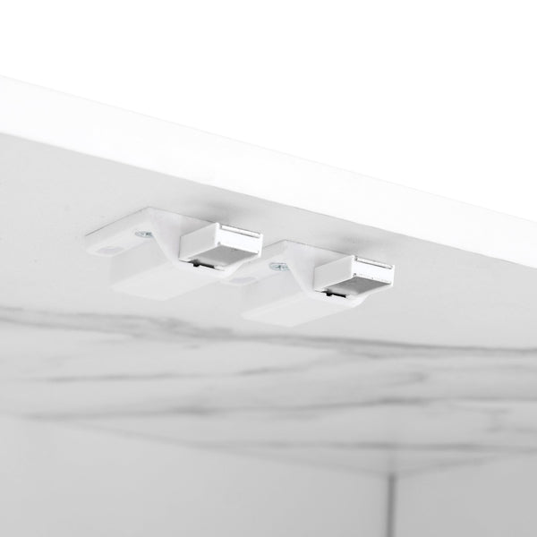 English Elm ON-TREND Modern APP-Controlled LED TV Stand for TVs up to 105" with Faux Marble Top, Tempered Glass Doors, Ample Storage, Cable Management, and High Load Capacity for Living Room Entertainment Center White N721P171537K