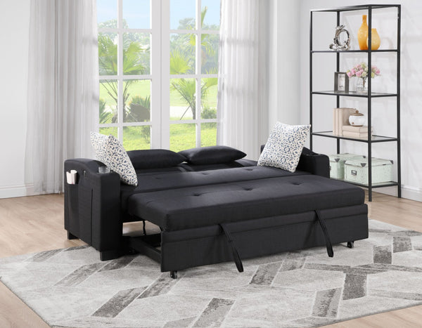 English Elm Bastien Convertible Sleeper Loveseat with Usb Charging Cupholders and Pocket Coil Support B2749S00232