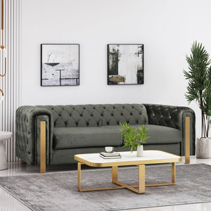 English Elm Christopher Knight Home® - Mirod Modern 3-Seat Sofa with Tufted Back and Arms, Polyester Upholstery, Foam & Pocket Spring Comfort Grey 69439.00