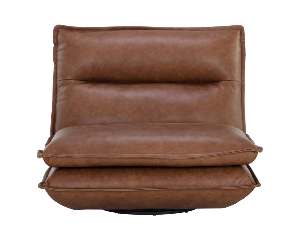 Sunpan Colson Swivel Armless Chair in Luxurious Cognac Italian Leather - Contemporary Comfort & Style