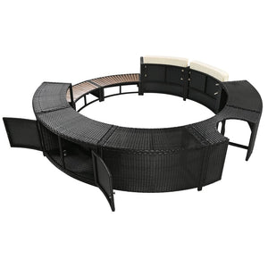 English Elm Spa Surround Spa Frame Patio Rattan Sofa Set with Storage, Mini Foam Cushions, Durable Steel Frame, Weather-Ready Comfort Beige SZ000060AAA