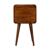 English Elm Solid Wood Mini Chestnut Curved Nightstand