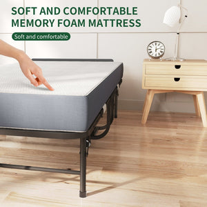English Elm 75 Inch Rollaway Twin Bed with Memory Foam Mattress Heavy Duty Steel Frame Foldable W2735P425462