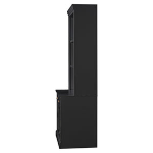 English Elm 83.4"Tall Modern Bookshelf With Sliding Doors, Adjustable Open Shelves For Home Office & Living Room N751S323420B